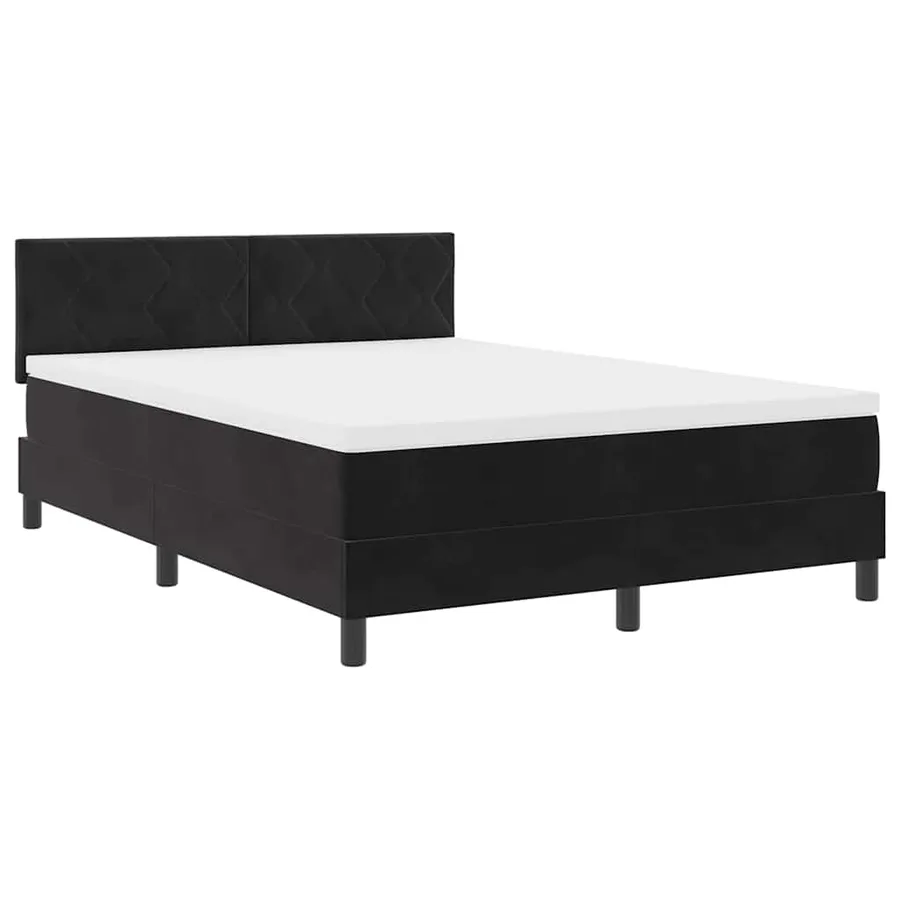 Lit à ressort LED avec bandes LED Noir 140 x 200 cm Velours - 2