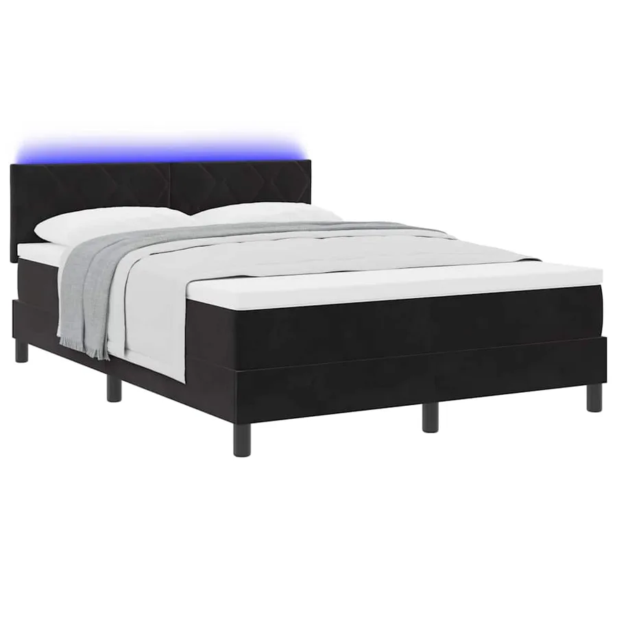Lit à ressort LED avec bandes LED Noir 140 x 200 cm Velours - 3