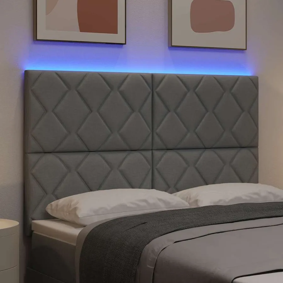 Tête de lit LED Gris clair 160 cm tissu - 4