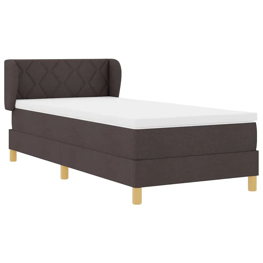 Lit à ressorts avec tête de lit Marron foncé 90 x 200 cm tissu - 6