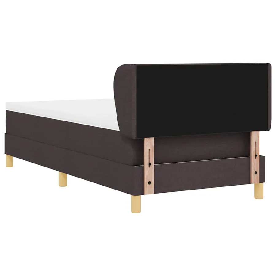 Lit à ressorts avec tête de lit Marron foncé 90 x 200 cm tissu - 9