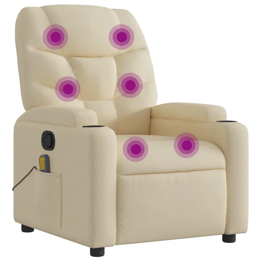 Fauteuil de massage inclinable crème tissu - 2