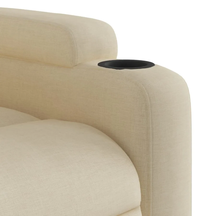 Fauteuil de massage inclinable crème tissu - 9