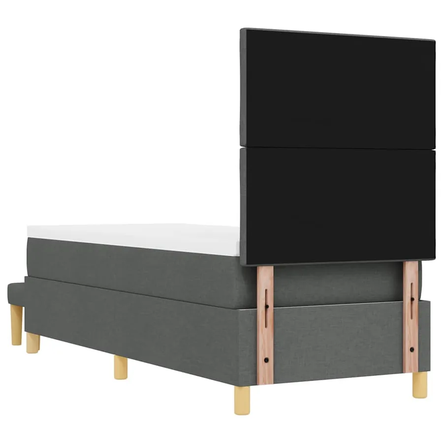 Lit à ressorts avec tête de lit Gris foncé 200 x 80 cm tissu - 10