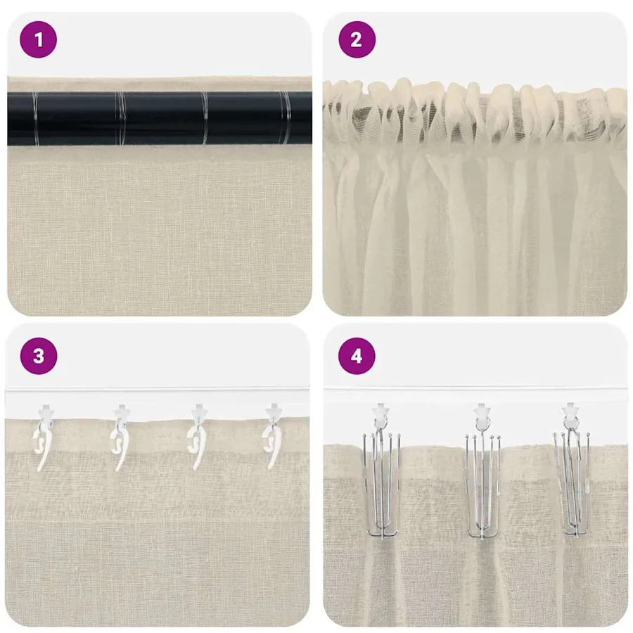 Rideau en Voile 2 pcs Couleur sable 175 x 140 cm Polyester - 7