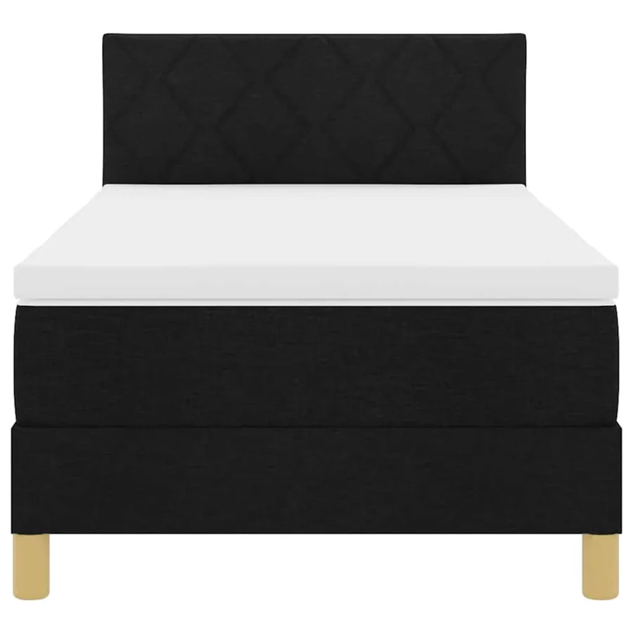 Lit à ressorts avec coussin Noir 90 x 200 cm tissu - 7
