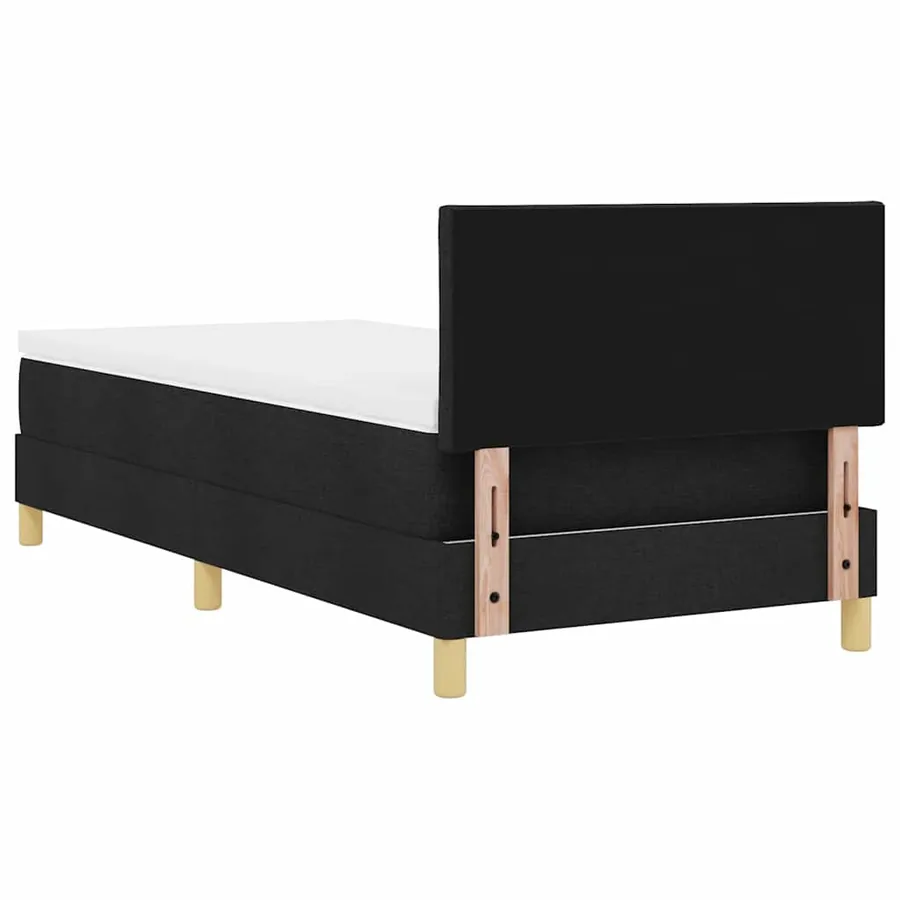 Lit à ressorts avec coussin Noir 90 x 200 cm tissu - 9