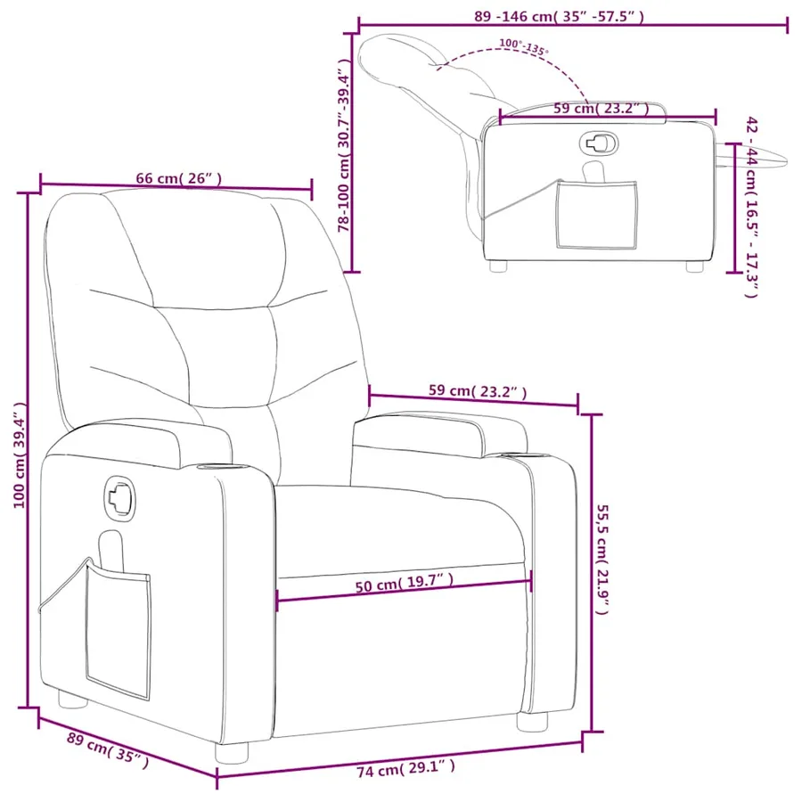 Fauteuil de massage inclinable Noir Tissu - 14