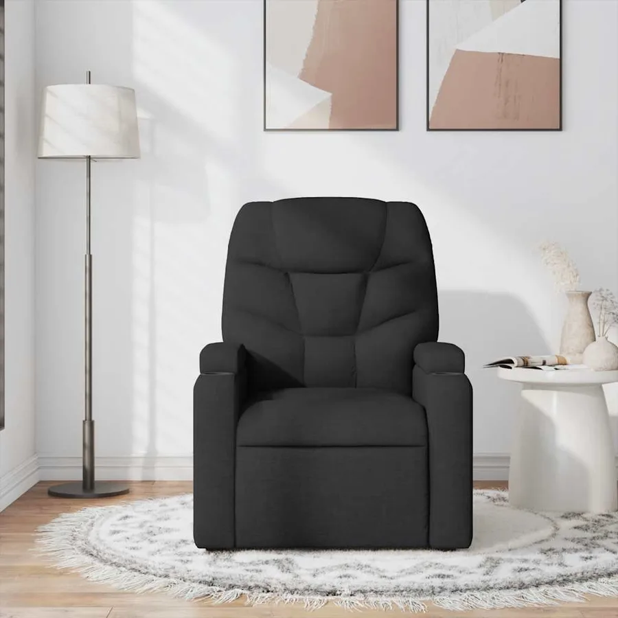 Fauteuil de massage inclinable Noir Tissu - 3