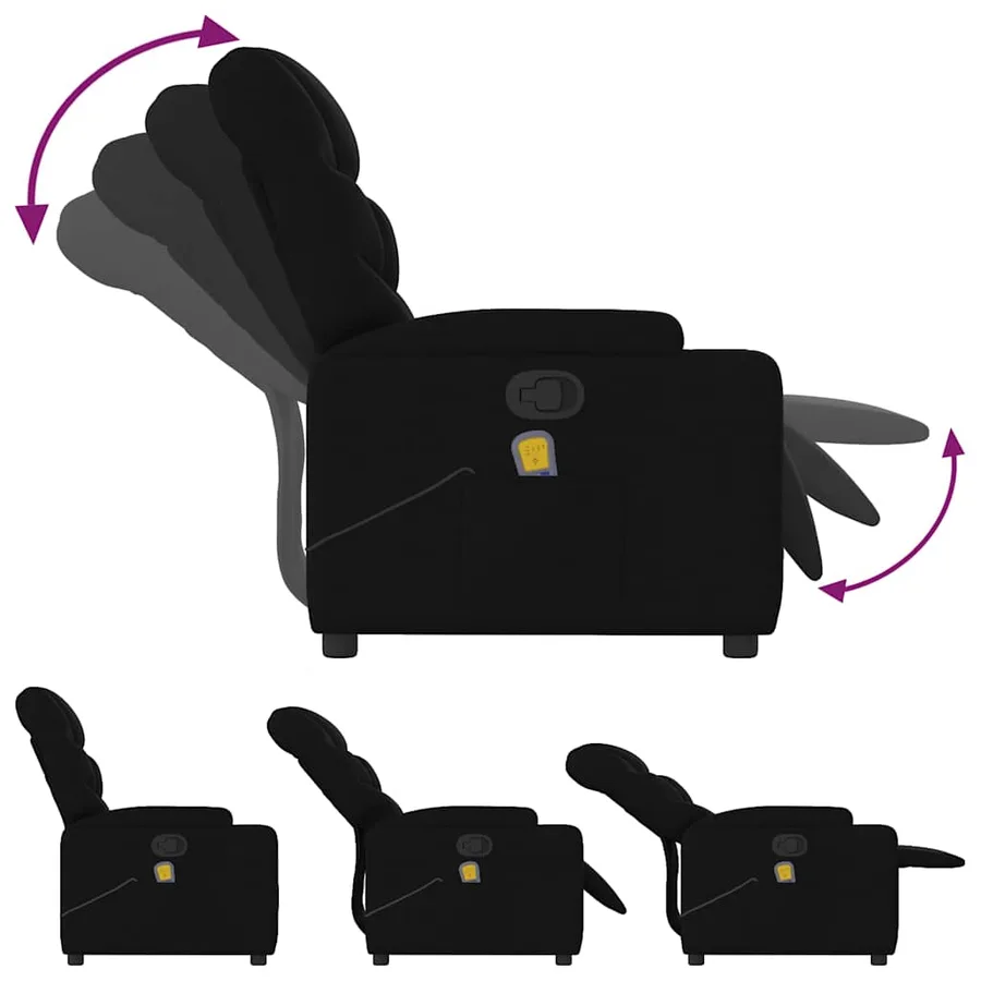 Fauteuil de massage inclinable Noir Tissu - 8