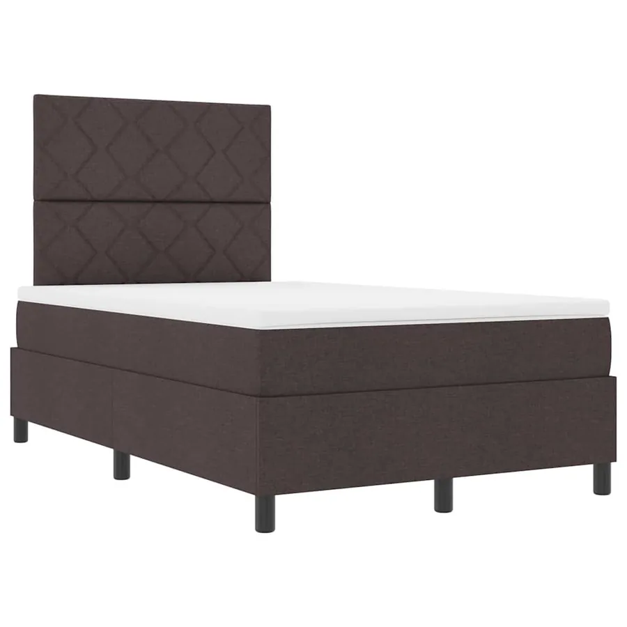 Lit à ressorts avec tête de lit Marron foncé 120 x 190 cm tissu - 5