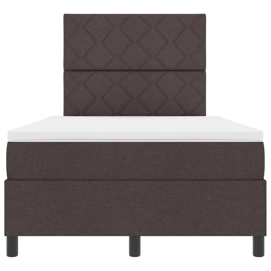Lit à ressorts avec tête de lit Marron foncé 120 x 190 cm tissu - 7