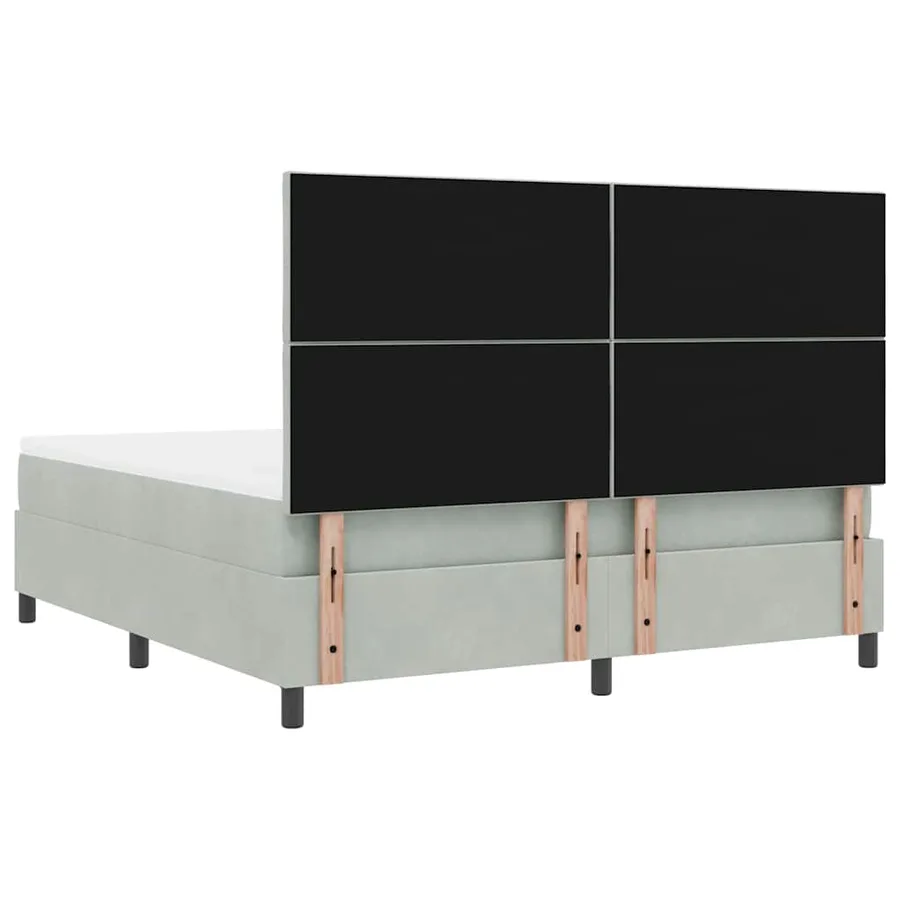Lit à ressorts avec tête de lit Gris clair 180 x 200 cm Velours - 9