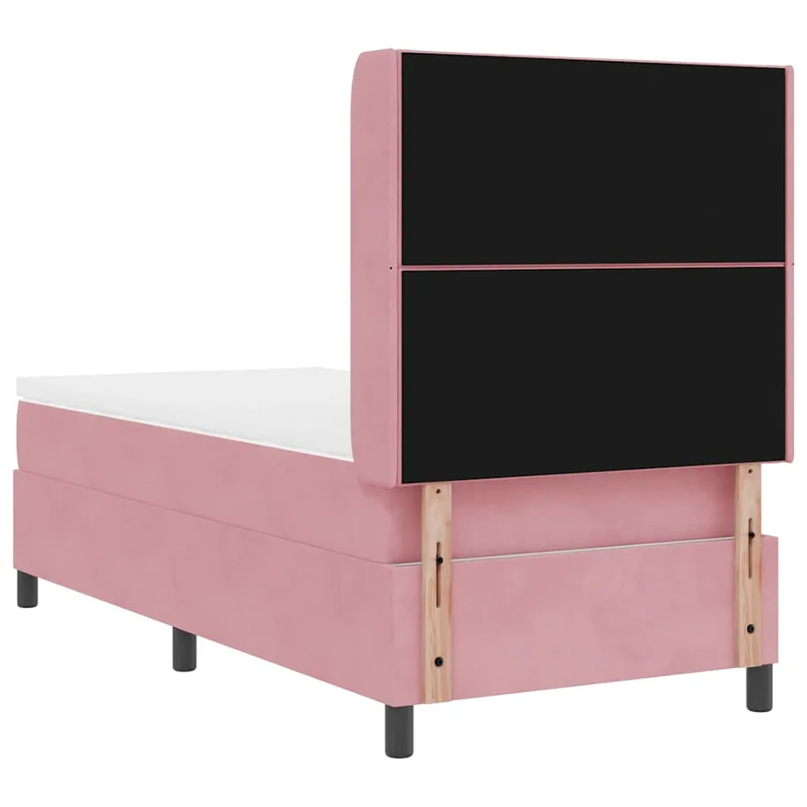 Lit à ressorts avec tête de lit Rose 90 x 190 cm Velours - 9