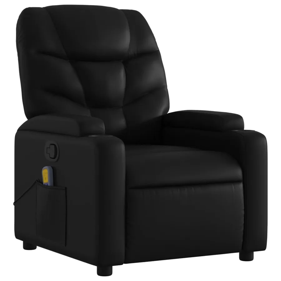 Fauteuil de massage inclinable noir similicuir - 3