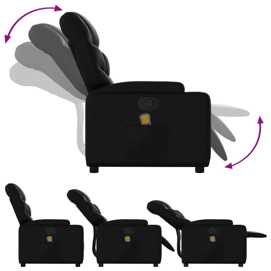 Fauteuil de massage inclinable noir similicuir - 5