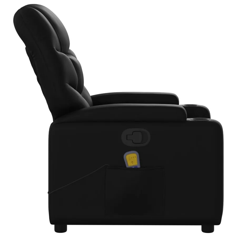 Fauteuil de massage inclinable noir similicuir - 8