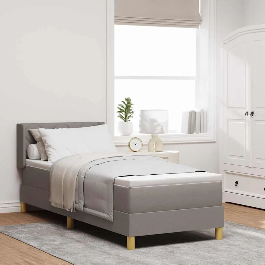 Lit à ressorts avec coussin Taupe 200 x 80 cm tissu