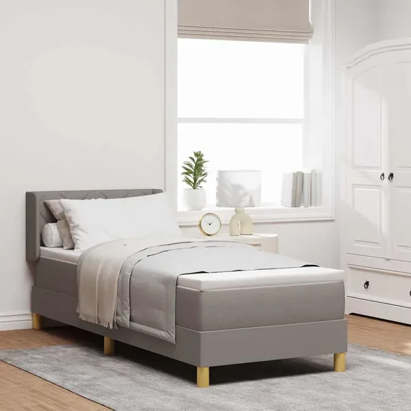 Lit à ressorts avec coussin Taupe 200 x 80 cm tissu