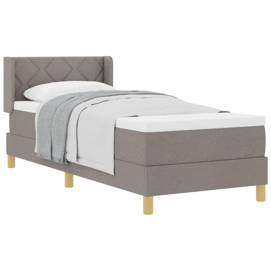 Lit à ressorts avec coussin Taupe 200 x 80 cm tissu - 2