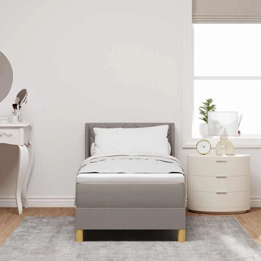 Lit à ressorts avec coussin Taupe 200 x 80 cm tissu - 3
