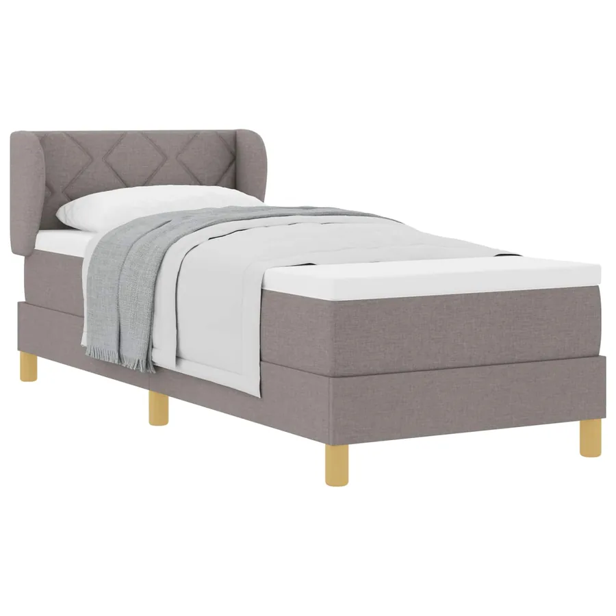 Lit à ressorts avec tête de lit Taupe 80 x 200 cm tissu - 2