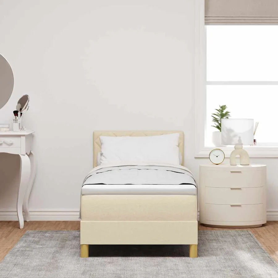Lit à ressort LED avec bandes LED Crème 80 x 200 cm tissu - 4