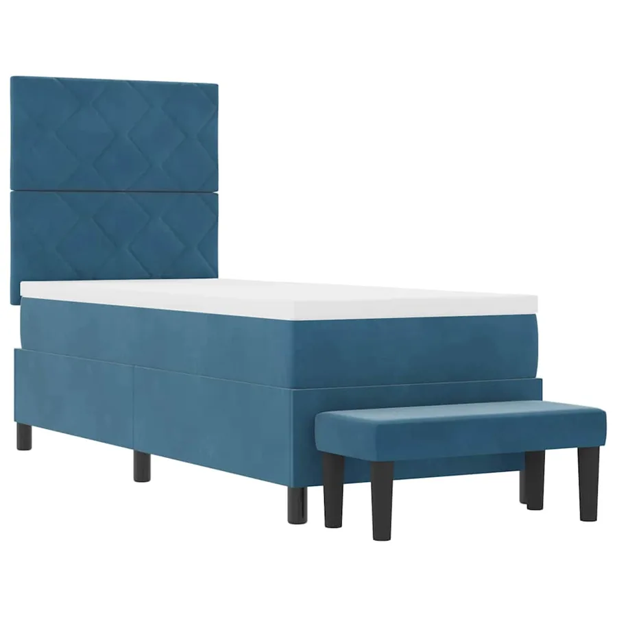 Lit à ressorts avec tête de lit Bleu foncé 200 x 80 cm Velours - 7