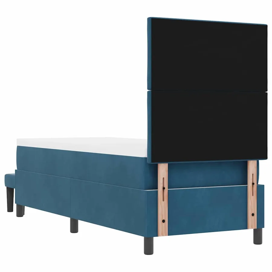Lit à ressorts avec tête de lit Bleu foncé 200 x 80 cm Velours - 8