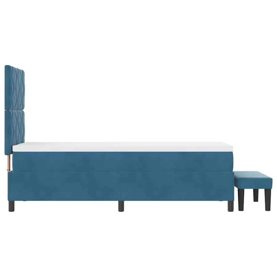 Lit à ressorts avec tête de lit Bleu foncé 200 x 80 cm Velours - 9