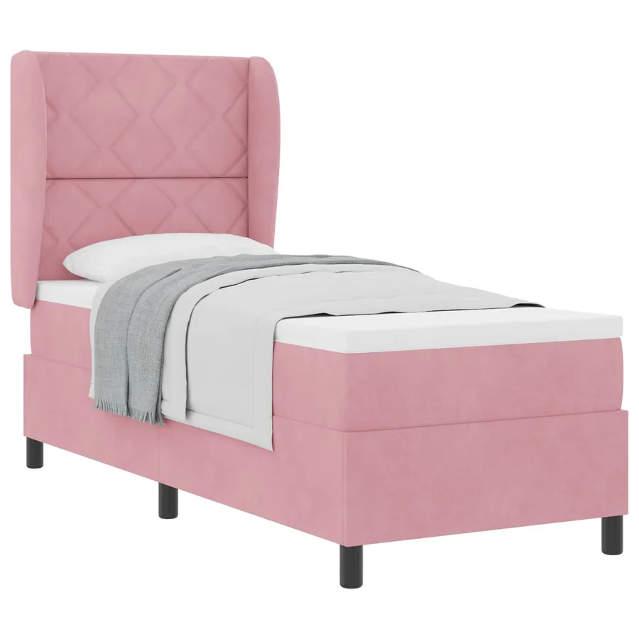 Lit à ressorts avec tête de lit Rose 200 x 80 cm Velours - 2
