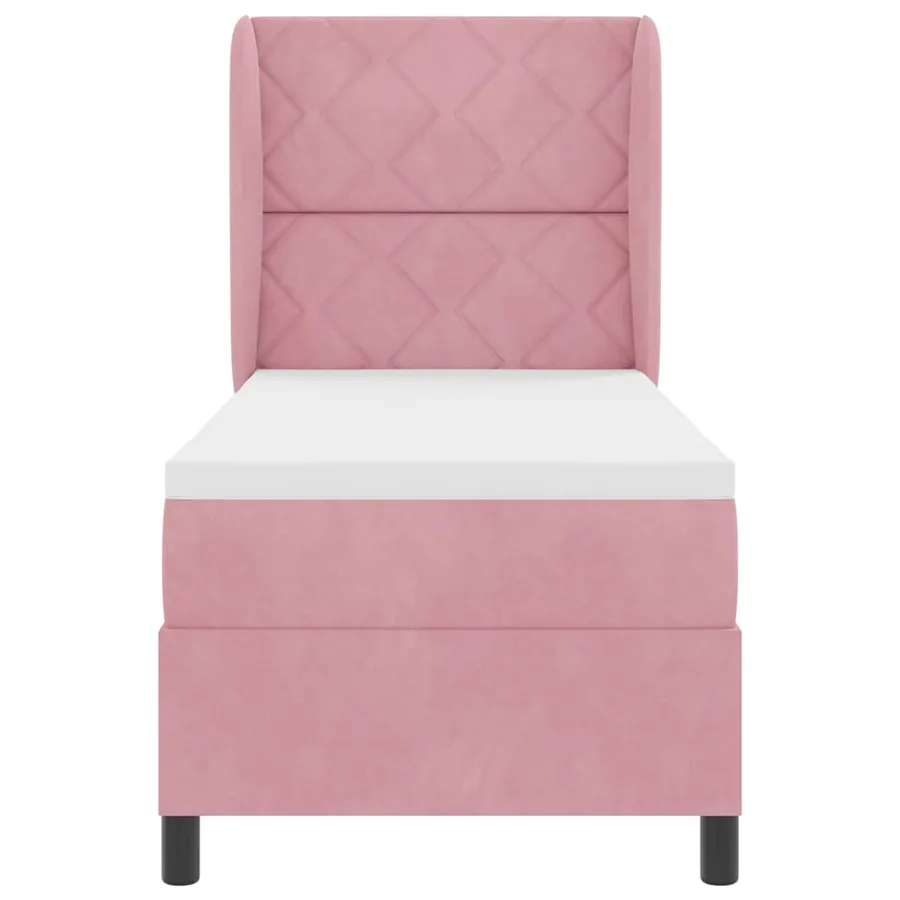 Lit à ressorts avec tête de lit Rose 200 x 80 cm Velours - 7