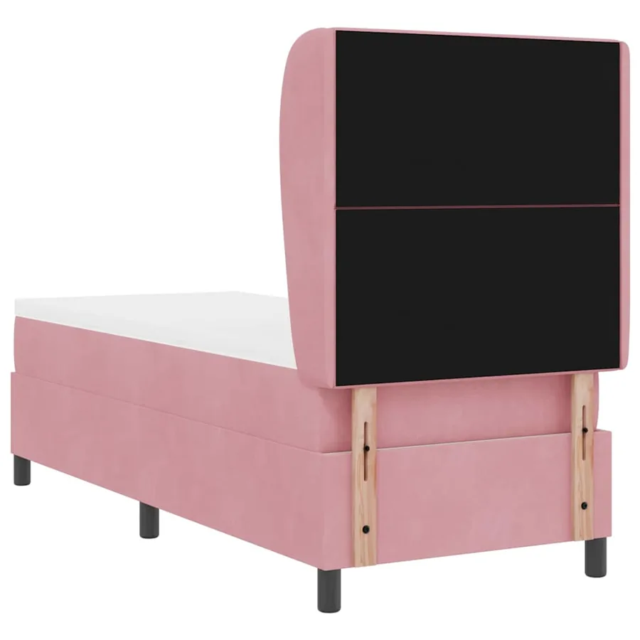 Lit à ressorts avec tête de lit Rose 200 x 80 cm Velours - 9