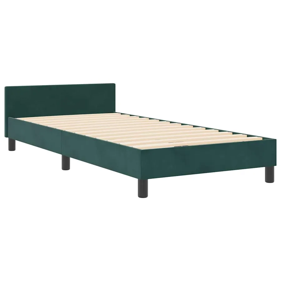 Lit à ressorts avec tête de lit Vert foncé 90 x 190 cm Velours - 4