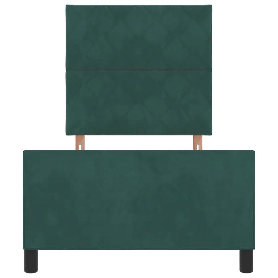 Lit à ressorts avec tête de lit Vert foncé 90 x 190 cm Velours - 7