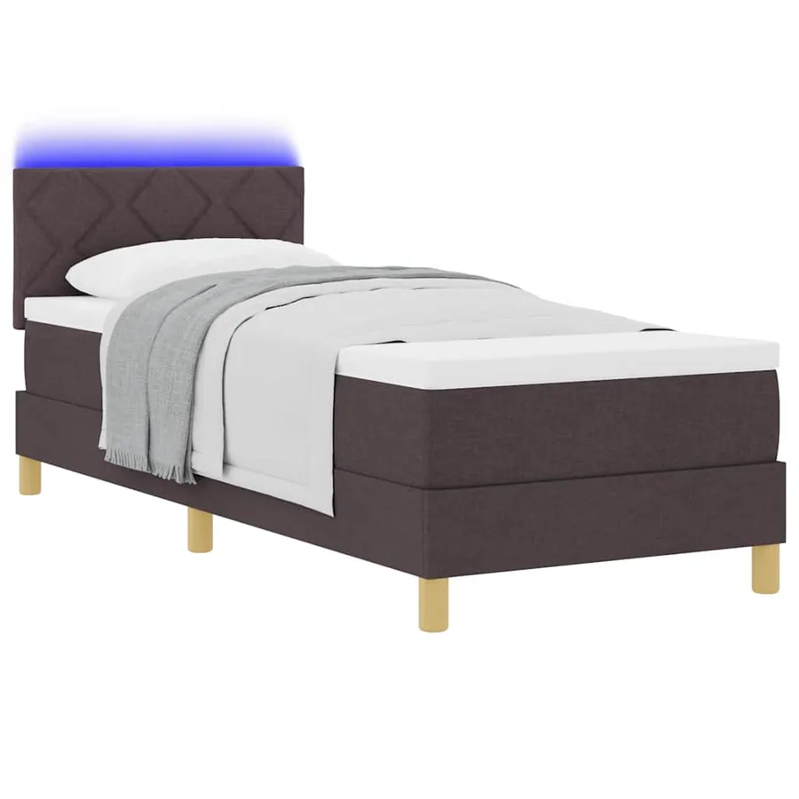 Lit à ressort LED Marron foncé 80 x 200 cm tissu - 3