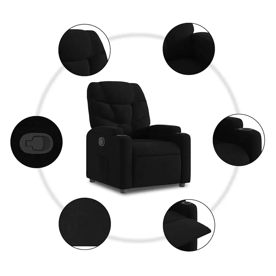 Fauteuil inclinable Noir Tissu - 7