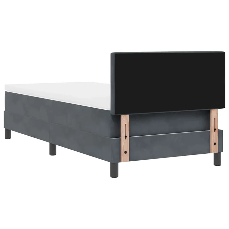 Lit à ressorts avec matelas Gris foncé 100 x 200 cm Velours - 9