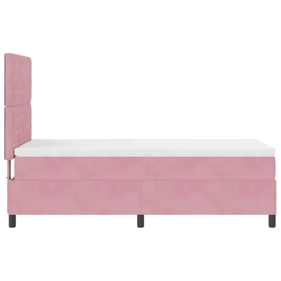 Lit à ressort LED avec matelas Rose 90 x 200 cm Velours - 9