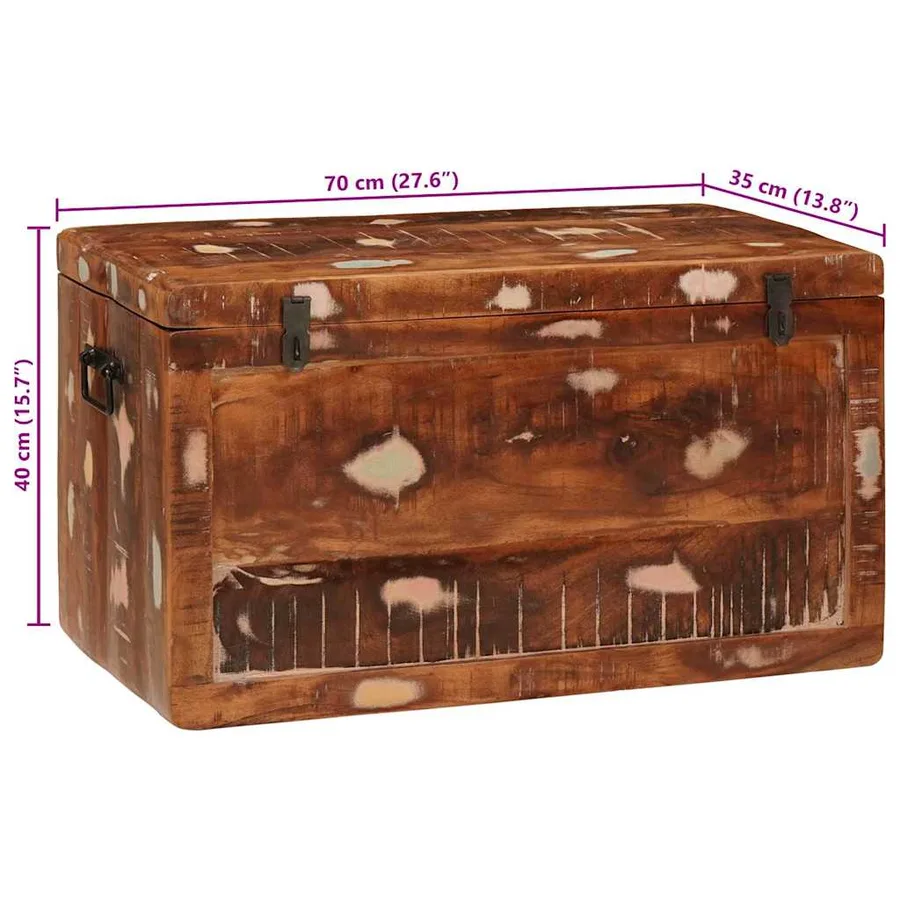 Boîte de rangement avec stockage Marron Bois de mangue massif - 12