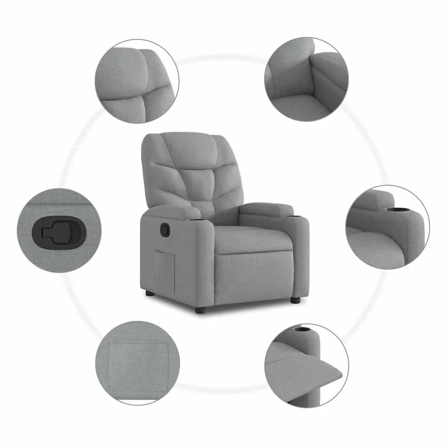 Fauteuil inclinable Gris clair Tissu - 7