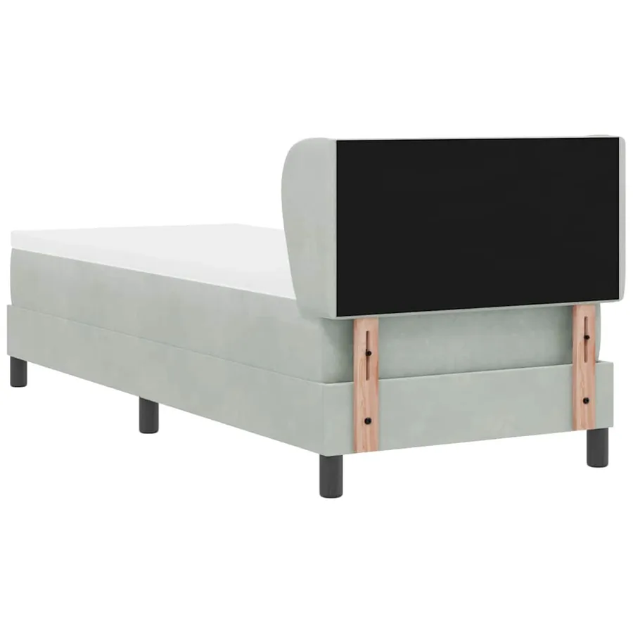 Lit à ressorts avec tête de lit Gris clair 80 x 200 cm Velours - 9