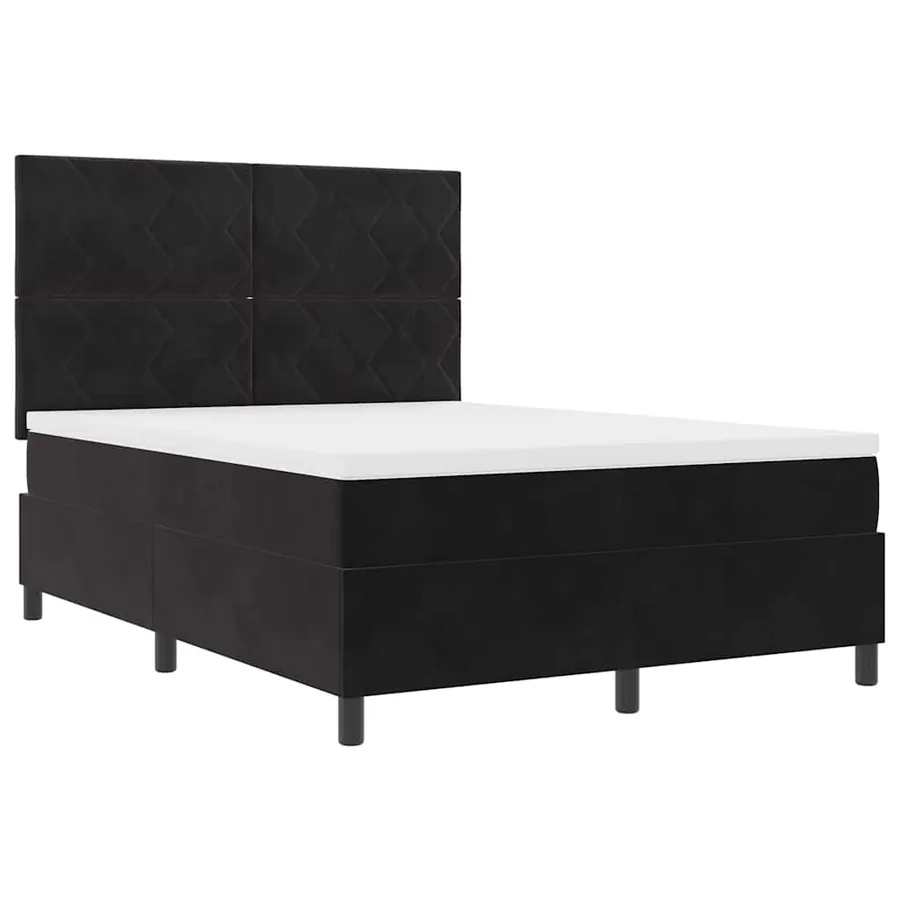 Lit à ressorts avec tête de lit Noir 140 x 190 cm Velours - 5