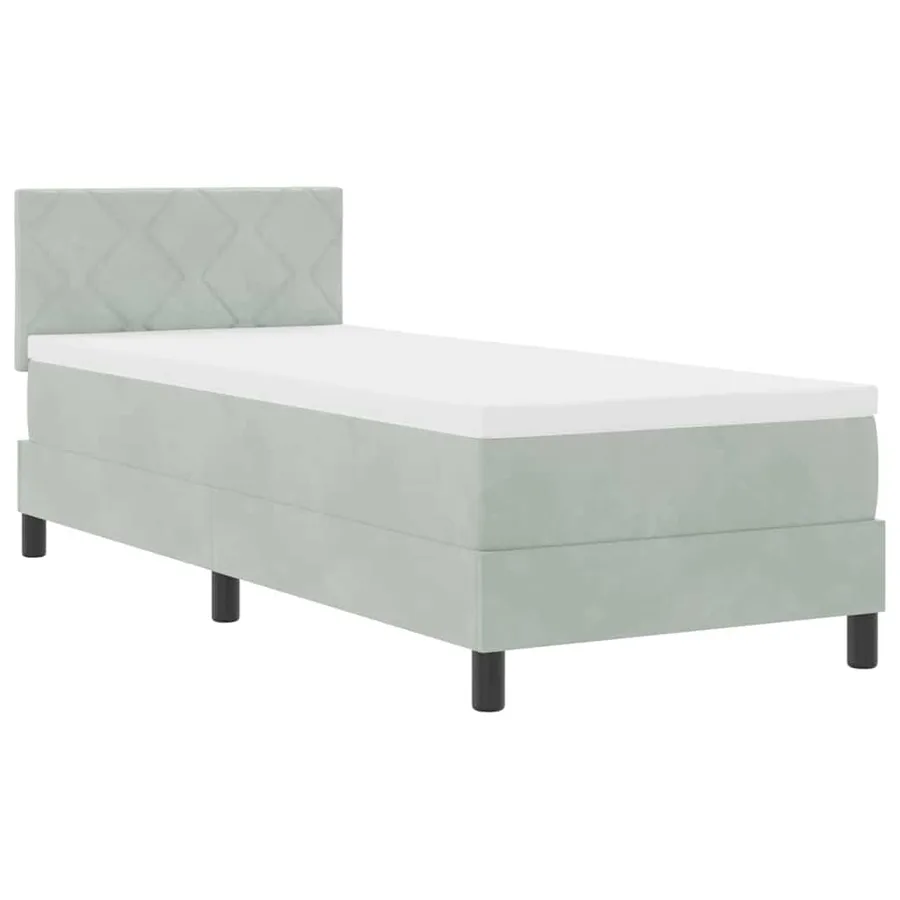 Lit à ressort LED Gris clair 80 x 200 cm Velours - 2