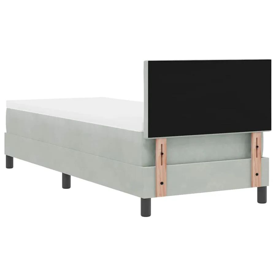 Lit à ressort LED Gris clair 80 x 200 cm Velours - 9