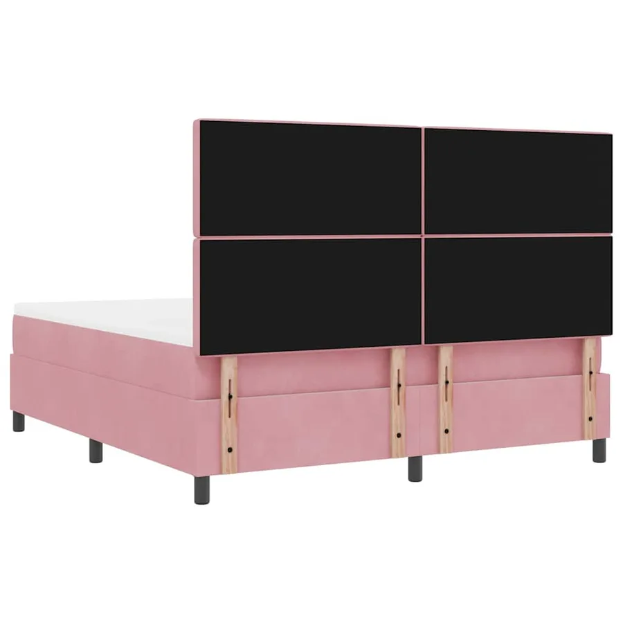Lit à ressort LED avec matelas Rose 180 x 200 cm Velours - 8