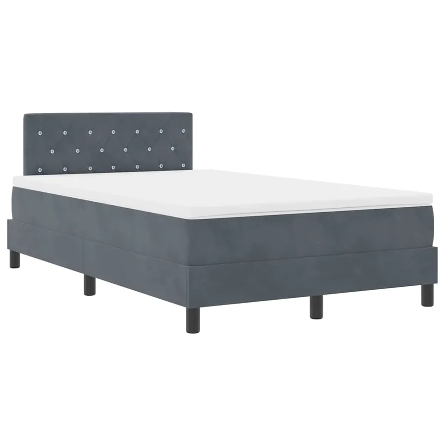Lit à ressort LED avec matelas Gris foncé 120 x 190 cm Velours - 2