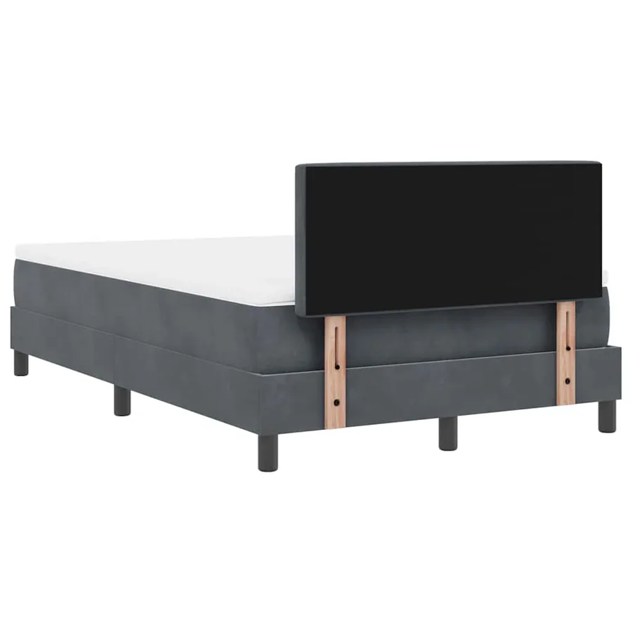 Lit à ressort LED avec matelas Gris foncé 120 x 190 cm Velours - 8