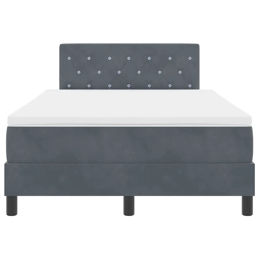 Lit à ressorts avec matelas Gris foncé 120 x 190 cm Velours - 7