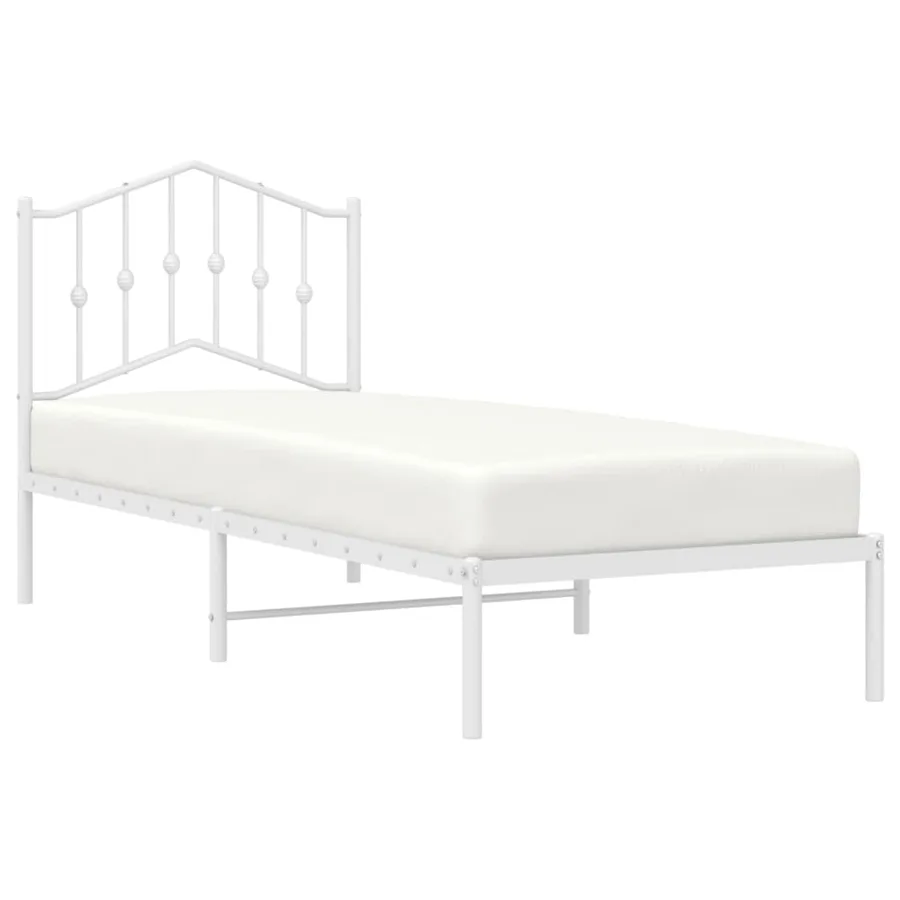 Cadre de lit métal sans matelas avec tête de lit blanc 90x190cm - 3